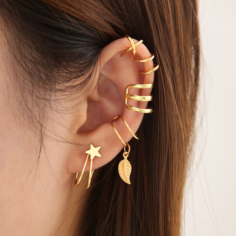 Trendy Clip Leaves Earrings